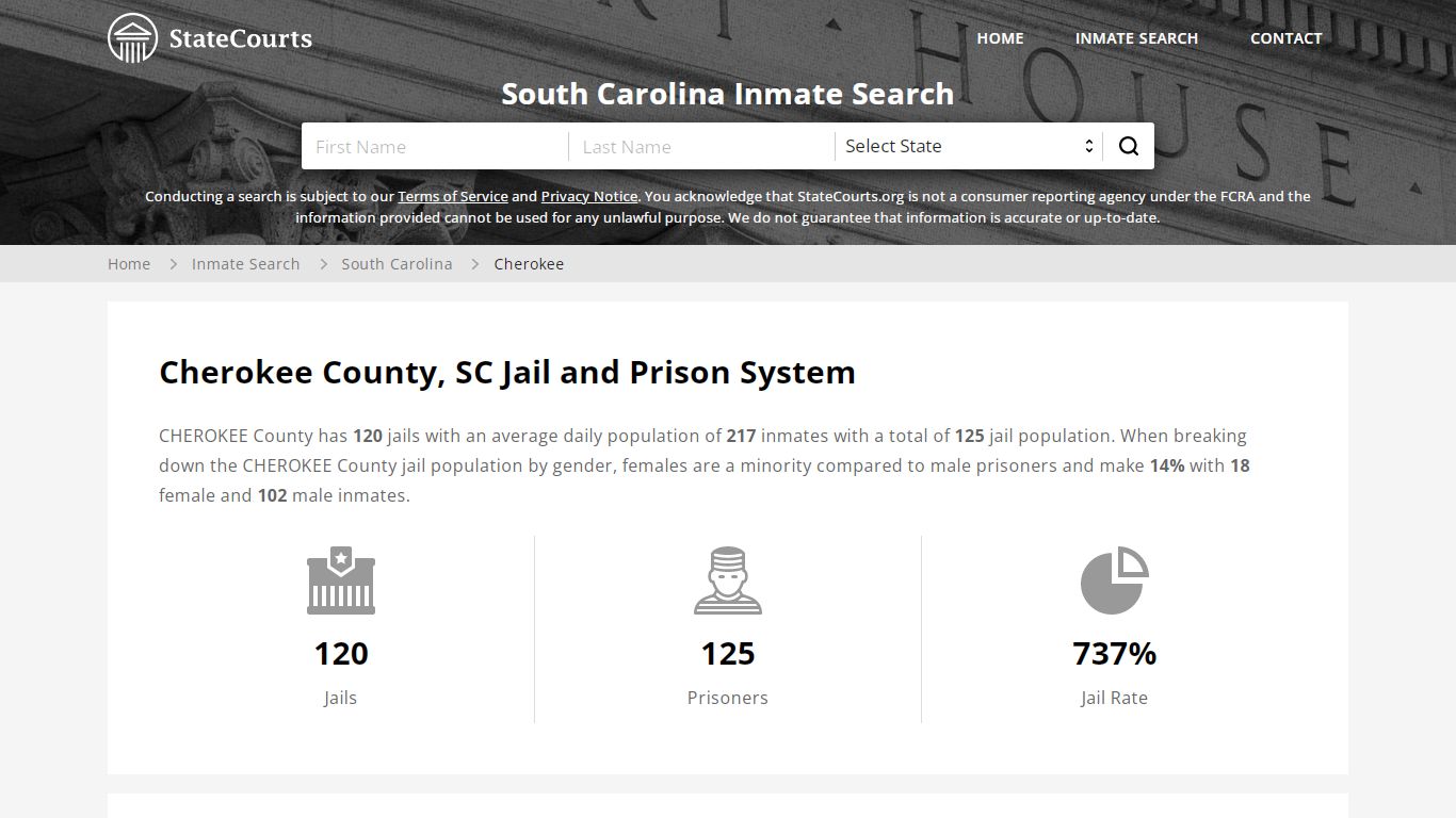 Cherokee County, SC Inmate Search - StateCourts