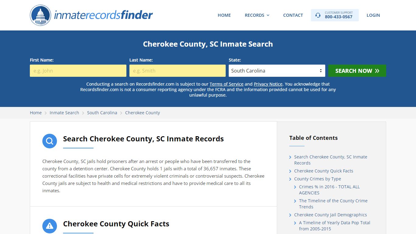 Cherokee County, SC Inmate Lookup & Jail Records Online